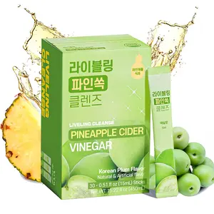 [Liveling] Pineapple Cider Vinegar Drink Stick & 3-in-1 Shot with ACV – Korean-Plum Flavor | Supports Digestion, Daily Cleanse, Sugar-Free, Low-Calorie, Portable On-The-Go Packets (30 sticks)