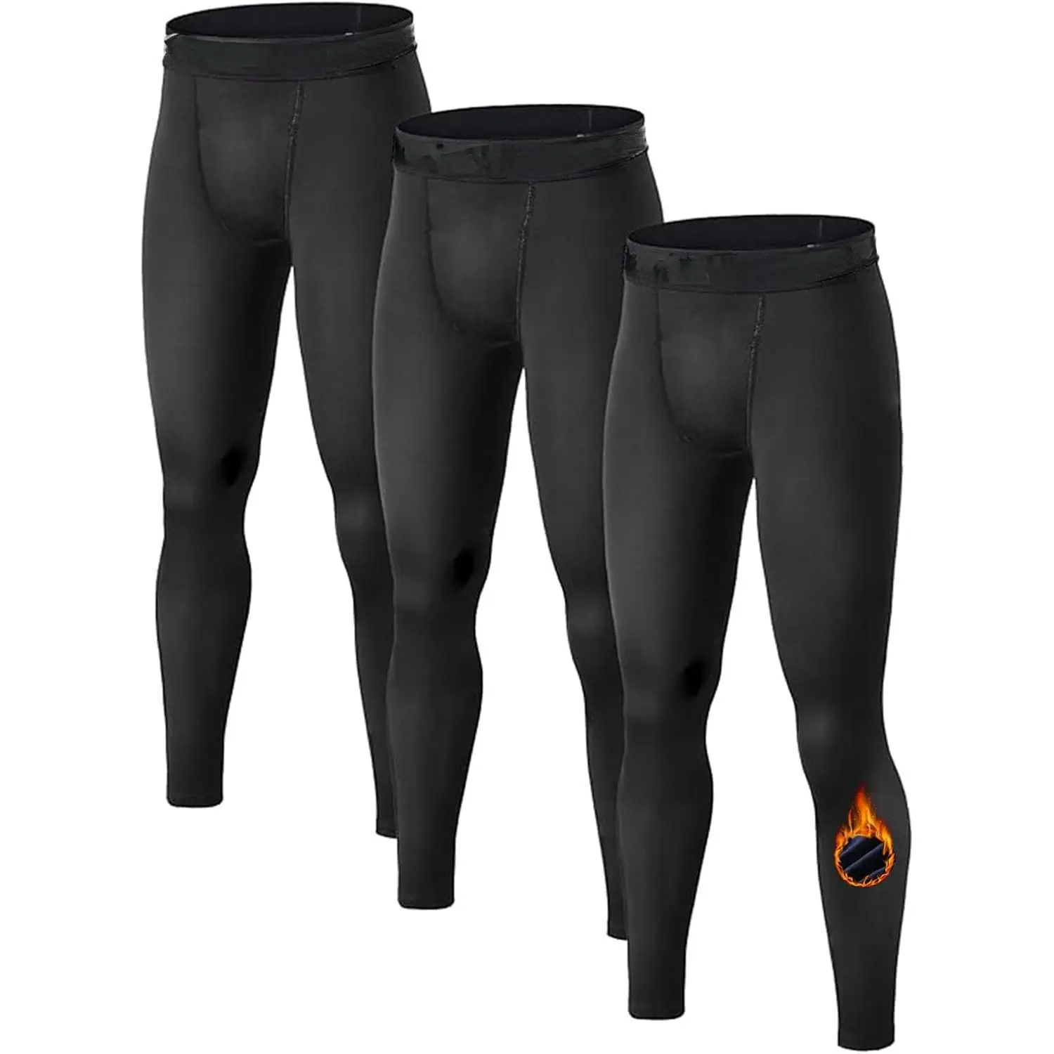 1 or 2 Pack Boys Thermal Compression Leggings Pants Youth Fleece Lined Base Layer Tights Cold Weather Gear