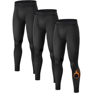 1 or 2 Pack Boys Thermal Compression Leggings Pants Youth Fleece Lined Base Layer Tights Cold Weather Gear