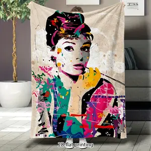 Audrey Hepburn portrait flannel blanket, super soft sofa blanket, large size, suitable for sofas, beds, travel, birthday and Valentine's Day themed gifts.