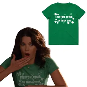 Everyone Loves An Irish Girl - Cropped Fit Tee - Lorelai Inspired - Irish Green - Handmade Screen Printed - St Patricks Day Ireland