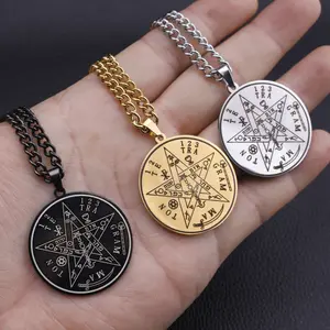 Tetragrammaton Pentacle of Solomon Pendant Stainless Steel Necklace Kabbalah Protection Amulet Sigil Jewelry