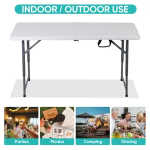 Segawe 4FT Folding Picnic Table Outdoor Compact Foldable Portable Plastic Dining Picnic Party Table with Carrying Handle