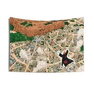 N4rut0 Konoha Village Attack Wall Tapestry Pain vs Konoha Anime Wall Art for Bedroom & Dorm Decor