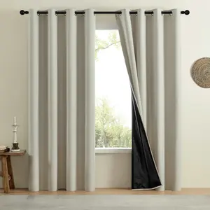2pcs 100% Full Shade Punched Curtain Set, Modern Design, Waterproof, Insulated Liner, Easy Installation, for Living Room, Bedroom, Office, Thermal Insulated Curtain