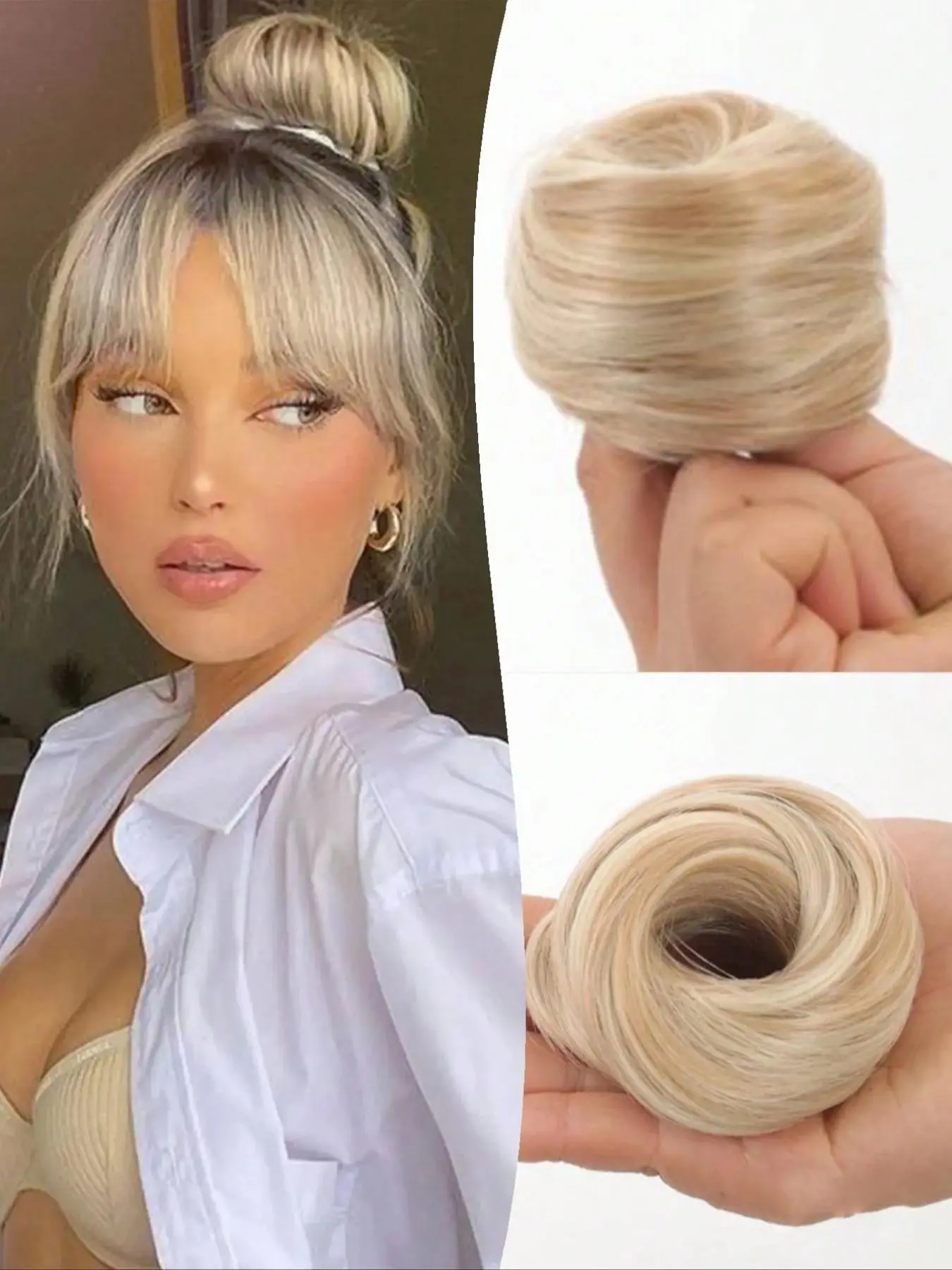 Messy Bun Hair Pieces for Updos Synthetic Chignons Scrunchies Hair Buns Stretchy Fluffy Faux Buns Wig Hairpiece Elastic Rubber Band Hair bun Donut Hair Bun Extensions for Women Synthetic Hairpieces Fake Hair