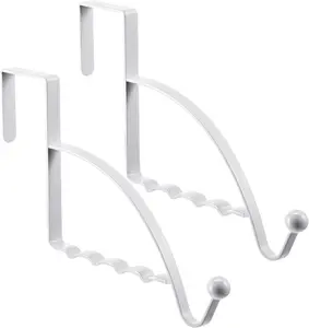 2-Pack Heavy Duty Steel Metal Durable Over-the-Door Hooks, No-Drill Hanger Rack – Closet Organizer for Clothes, Towels, Space-Saving Home Essential