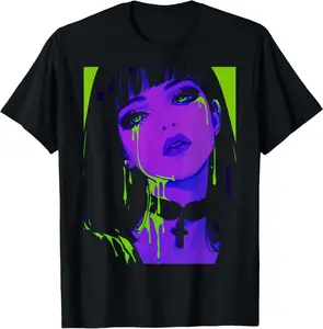 100% Cotton Cybergoth Cybercore Grunge Punk Goth Girl Alt Anime Manga T-Shirt