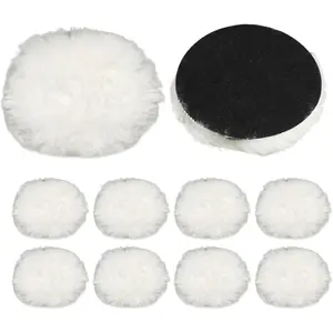 10 count  Polishing Pad 3 Inches Soft Sheepskin Buffing Pads with Hook and Loop  for Compound  & Polishing for Automotive, Marine, Furniture