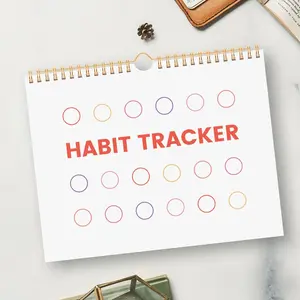 Habit Tracker, Undated Daily Weekly Monthly Habit Tracker Planner, Calendar Journal Spiral Binding, 12 Months Recordable Planner