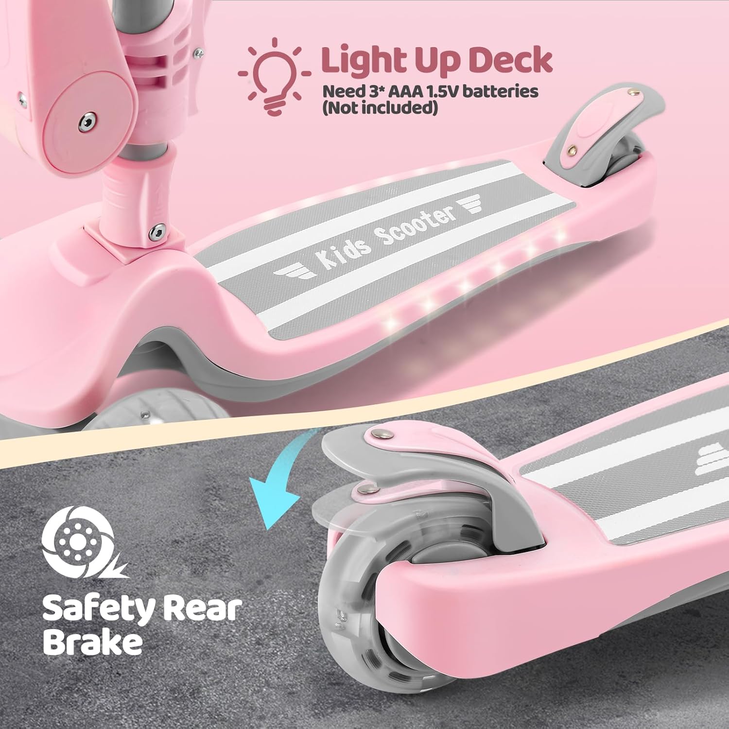 3-in-1 Baby Scooter for 1-3 Year Olds Push & Kick | Adjustable Height Light-Up Wheels Toddler Balance Bike Alternative | Best Christmas Gift Pink for Kids Electric holiday hual sale flash led