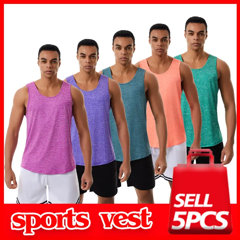 Men's Five-Piece Fitness Vest Quick-Dry Sports Vest Sleeveless Shirt Muscle Training Running Vest Basketball Vest Soccer Vest