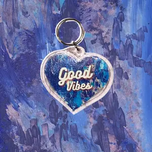 Heart Keychain W/QR Code To Positivity Playlist