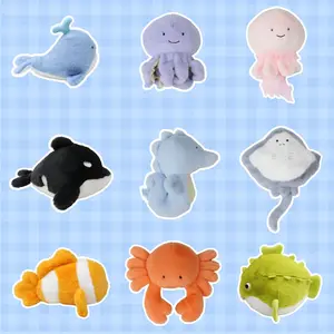 2026 Cute Marine Animal Plush Decor, Octopus & Clownfish, Desktop Companion Backpack Charm Figurine & Keychain