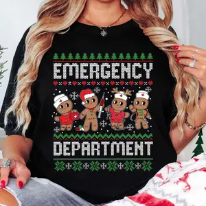 Gingerbread Emergency Department Shirt, Christmas Nurse Appreciation Tee, Nurse Sweater, Xmas Nursing Student Tee, Gift For Her