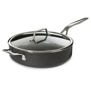 BergHOFF Essentials Nonstick Hard Anodized 11" Deep Skillet 4.3qt. With Glass Lid, Black