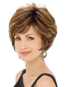 Women's Short Curly Wig, Highlighted Golden Brown, Natural Fluffy Layered Design, Suitable for Daily Use and Parties, Natural Looking Wig, Machine Made Wig, Daily Wear Wig