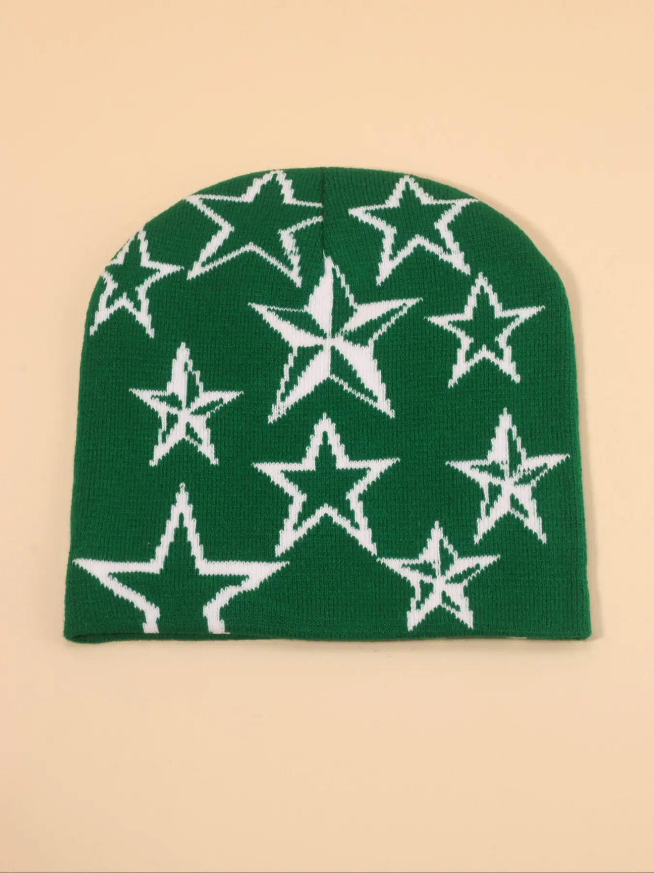 Girls' Y2K Knit Beanie Hat, Trendy Hat, Warm Winter Cap with Fun Jacquard Star Pattern, Stylish Autumn & Winter Headwear for Kids, Knitted Hat, Knit Hats