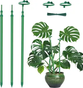Extendable  Stakes,Adjustable Length from 17.9IN to 42.3IN Monstera Support Stakes with Clips,Sturdy  Stakes for Indoor Outdoor,Garden Sticks for Tomato,Orchid,Climbing - 3Pack