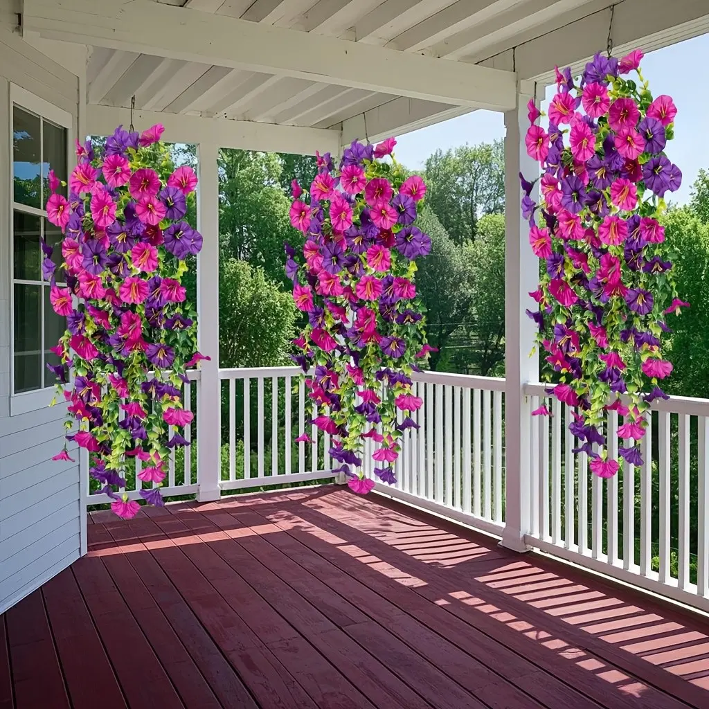 Realistic Hanging Artificial Petunia, Decorative Flowers, Artificial Hanging Plants, Perfect for Balcony, Porch, Outdoor Garden, Wedding, Party, Indoor/outdoor Decor, Thanksgiving, Mother's Day