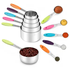 10-Piece Stainless Steel Measuring Cup and Spoon Set, Kitchen Measuring Utensils, Ideal for Liquid and Dry Ingredients, Essential Baking and Cooking Tools