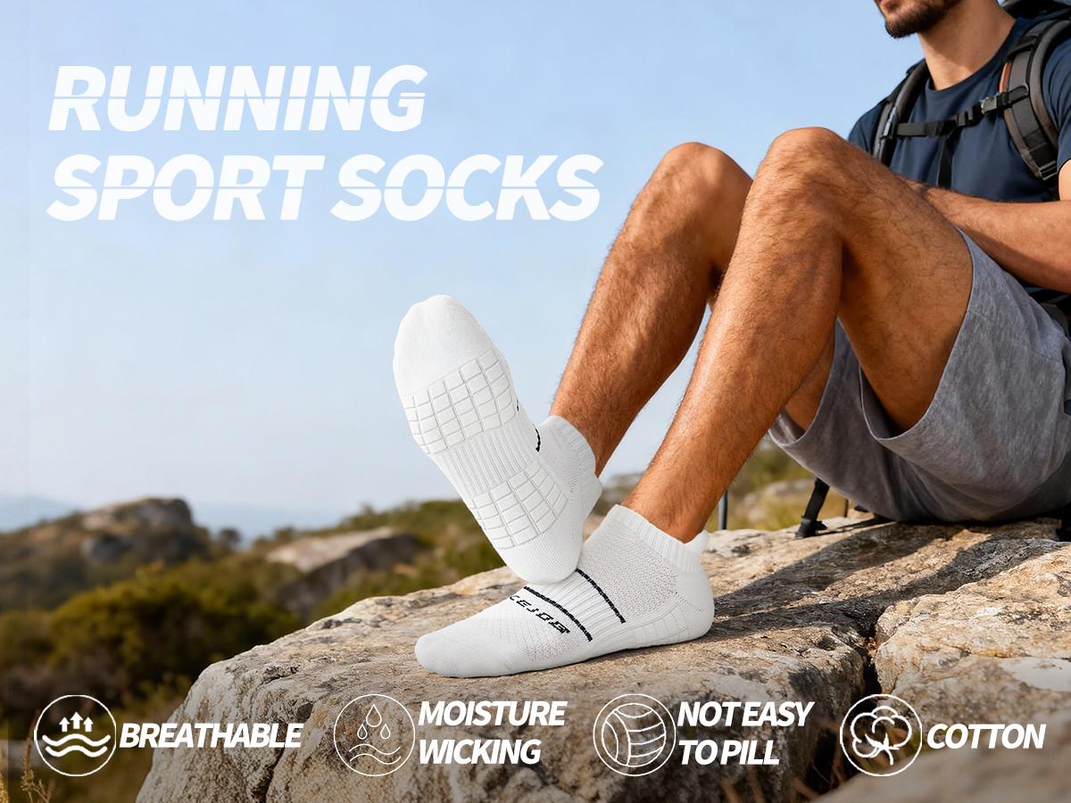 Mqamex Men’s Cotton Sports Fit Socks (6 Pairs) - Summer Breathable, Sweat-Wicking, Non-Slip, Arch Support, Elastic Cuffs, Geometric Print, Minimalist Compression Socks for Unisex Wear, Ideal for Tennis, Running