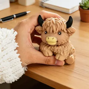 Highland Cow TPR Squishy Toy Soft Slow Rise Stress Relief Fidget Toy ASMR Kawaii TikTok Viral Desk Decor Gift Home Office School Kids Adults Anxiety