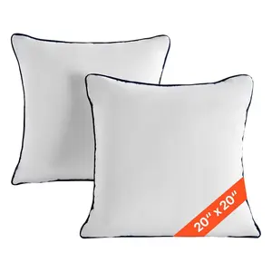 VEVOR 20x 20 in Throw Pillow Inserts, Set of 2, Firm and Fluffy Decorative Down Alternative Pillows with Polyester Fiber, Square White Cushion with Zipper, for Indoor Bed Couch Sofa and Living Room