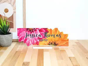 Personalized Name Plate for Desk, Custom Office Decor, Work Gift, Desk Sign, Office Gift, Coworker Gift, Desk Nameplate, Flowers nameplate