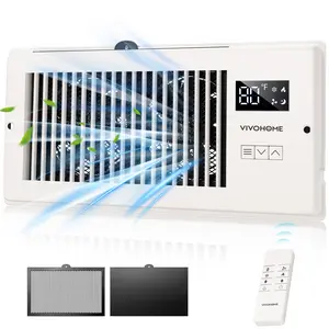 VIVOHOME Quiet Register Booster Fan with Opening 4" x 10" & 4" x 12" & 6" x 10" - Smart Thermostat, 10-Speed Control, Removable Dust-proof Mesh & Register Blocker, White