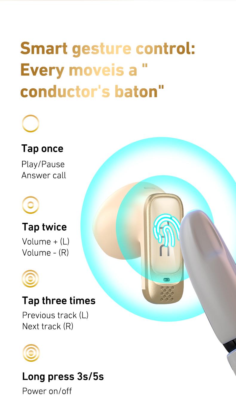 HTC NE72 Wireless Smart Screen Earbuds, Switch Bluetooth Name to Change Earbuds/Speaker Mode, Translation Earbuds, Two Touch Modes: Music Control & TikTok Scroll/Like