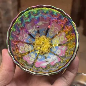 Rainbow Kiln-Changed Joy on the Brow 3D Gold Peacock Glow-in-the-Dark Cup