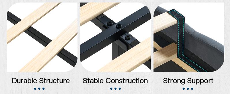 AMERLIFE Upholstered Bed Frame with Oversized Headboard, Modern Floating Bed Frame with RGB LED Lights, Velvet Channel Tufted Platform,Stable&Durable/No Box Spring Needed/Luxury Furniture Design/Queen/King Size/Best Gift Ideas/Christmas Gifts