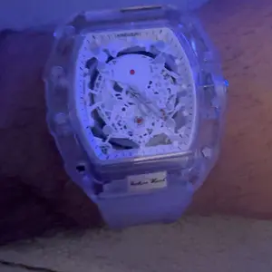 Men's Luxury Transparent Waterproof Barrel-Shaped Tonneau Skeleton Quartz Watch with Calendar Display & Luminous Markers Water Resistant Wristwatch for Daily Party & Outdoor Use Great Birthday Gift Idea with Tin Box Included