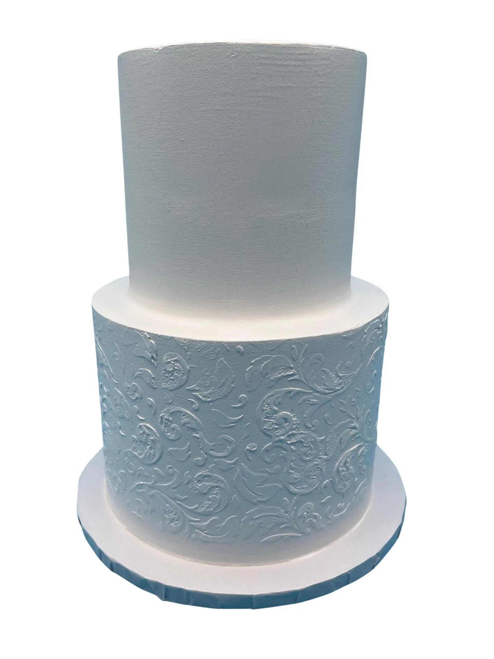 2 Tier Fake Cake with Stencil, 12 Inches Tall Decorative Display Cake for Birthdays, Weddings and Events