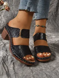 Women's Hollow Out Sandals, Anti-Slip Slip-On Shoes, Casual Floral Pattern, PU Leather, Less Than Ankle Height, Daily Wear, Footwear