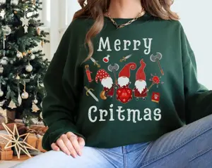 DND CHRISTMAS SWEATSHIRT, Dungeons & Dragons Sweatshirt, Dnd christmas sweater, Christmas dice, D&d Christmas Sweatshirt, Merry Critmas, Dnd Gnomes