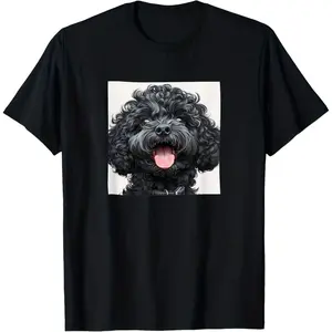 Men's 180GSM Black T-Shirt - Humorous Laughing Poodle Graphic Tee for Dog Lovers, Comfortable Casual Crewneck, Year-Round Daily Wear, Perfect Gift for Pet Enthusiasts
