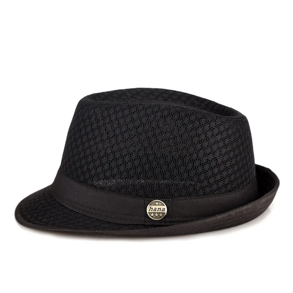 Men's Fedora Hat - Acrylic, Breathable Mesh Open Weave, Lightweight Trilby with Flat Top Crown, Vintage Retro Style Band, Summer Beach Outdoor Sun Hats summerwins