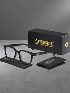 CATERSIDE Unisex Anti-Blue Light Tr90 Frame Glasses, Casual Square Design, All Season Use, Ideal for Beach Travel Music Festivals Parties
