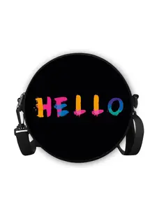 1 Hello, Doodle Small Round Crossbody Bag | Adjustable Strap, Zipper Closure, Durable Lining, Casual Fashion Bag, Ideal for Daily Use