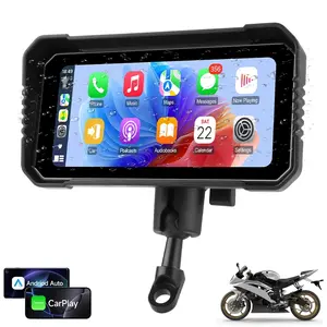 CarPlay Screen for Motorcycle, Portable Wireless Carplay/Android Auto for Motorcycle,6.25 inch IPS Waterproof Portable Radio GPS Display for Motorbike with Mirror Link, Bluetooth, EQ,TF Support