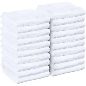 16 x 27 Inch Soft Cotton White Salon Hand Towels, Quick Dry Durable Towels for Hair Stylists, Barbers, Spas, Facial, Pedicure, Manicure & Massage, Pack of 12