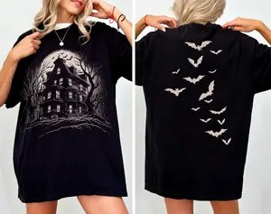 Halloween Bats T-Shirt - Sweatshirt - Hoodie, Haunted House Shirt, Spooky Season Shirt, Halloween Gift, Halloween 2 Sided T-Shirt, Flying Bats Shirt