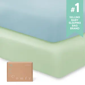 PurComfy  2-Pack Supersoft Bamboo Viscose N Play Mattress Sheets for Boys & Girls, 5'' Deep Pocket Fitted Mini Crib Sheets, Comfortable & Durable for Graco Playards