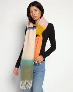 Colorblock Soft Faux Mohair Scarf