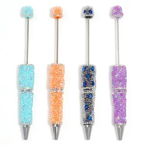 4 PCS Luminous Snowflake Full Rhinestone Glitter Beadable Pen | Handmade Bead DIY Pen, 1.0mm Ballpoint Pen, Cute Bead Journaling Pen & Beadable Item, Bling Rhinestone Chain Love Bead Pen, Tween Girl Gift, Sparkly Craft Stationery Beauty Must-Have Gift