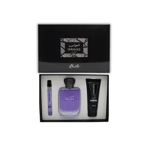 RASASI HAWAS FOR HIM 3PCS GIFT SET(EDP 0.33FL.OZ | 10ML, EDP 3.38FL.OZ | 100ML, SHOWER GEL 2.0FL.OZ | 60ML)