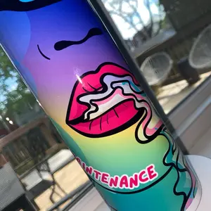 Nell’s Craft House High Maintenance tumbler Teal and Purple Color Design with Unique Illustration