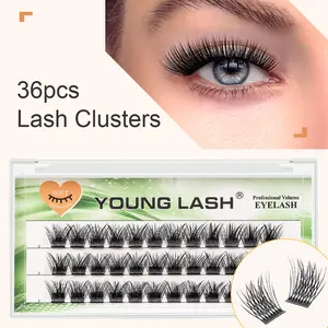 YOUNG LASH 36pcs 8-16mm DIY Eyelash Fluff Lash Clusters Natural False Eyelashes Multipack Lightweight Comfortable Full Volume for Makeup Cosmetic